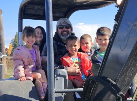 Heath giving a ride to nieces and nephews